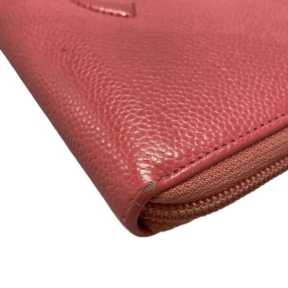 Auth CHANEL - Pink Calfskin Long Wallet - Picture 13 of 14